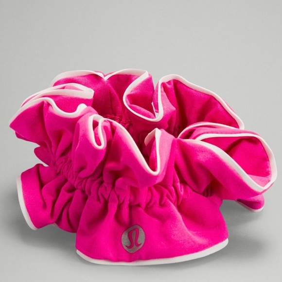 lululemon athletica Accessories - NWT Lululemon light lock Scrunchie Sonic Pink Color White Trim